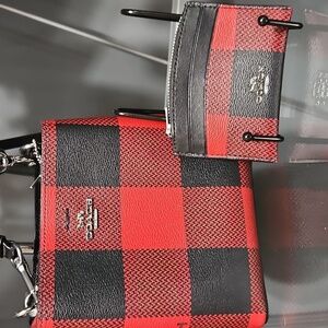 COACH NWOT MINI BUCKET Crossbody with Buffalo Plaid